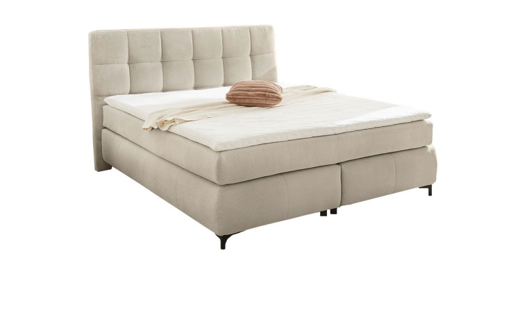 Boxspringbett Bornholm, Bezug Feincord Beige, Liegefläche 180 x 200 cm