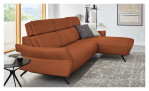 Ecksofa Musterring MR 280 aus Echtleder in der Farbe Cognac, seitliche Ansicht