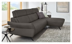 Ecksofa Musterring MR 280 aus Echtleder in der Farbe Grey, seitliche Ansicht 