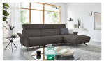 Ecksofa Musterring MR 280 aus Echtleder in der Farbe Grey, seitliche Ansicht 