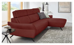 Ecksofa Musterring MR 280 aus Echtleder in der Farbe Red, seitliche Ansicht 