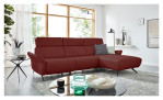 Ecksofa Musterring MR 280 aus Echtleder in der Farbe Red, seitliche Ansicht 