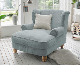 Loveseat-Sessel LIV'IN Cadiz aus Cord in der Farbe Aqua