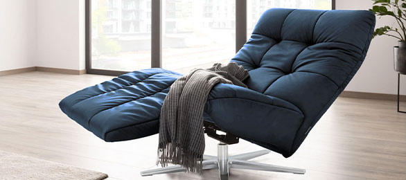 355°Grad drehbarer Relaxsessel Placido in Indigo Blau